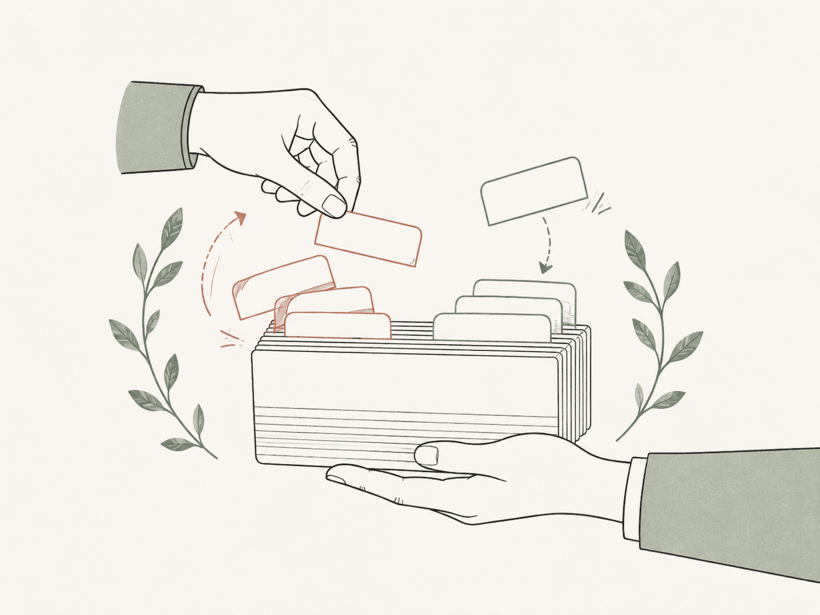Una mano cambia las etiquetas con nombres por etiquetas numeradas antes de entregar los archivos.